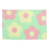 Retro Pastel Geel Roze Schattige Bloemen Kussensloop (Achterkant-Rechts)