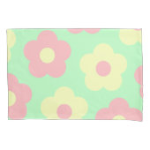 Retro Pastel Geel Roze Schattige Bloemen Kussensloop (Voorkant-Links)