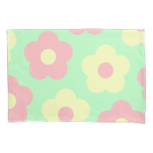 Retro Pastel Geel Roze Schattige Bloemen
