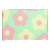Retro Pastel Geel Roze Schattige Bloemen Kussensloop (Voorkant-Rechts)