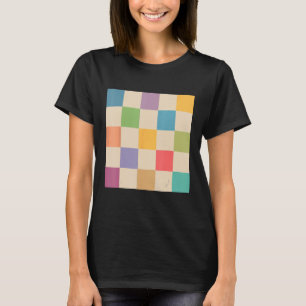 Retro pastel gekleurd schaakbord esthetische contr t-shirt