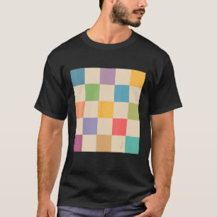 Retro pastel gekleurd schaakbord esthetische contr t-shirt
