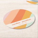 Retro Pastel Geometric Art Aangepast huwelijk Ronde Kartonnen Onderzetter<br><div class="desc">Retro Pastel Geometric Art Onderzetter voor aangepaste bruiloft</div>