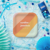 Retro Pastel Geometrische Kunst Aangepaste Trouw C Papieren Bordje (Feest)