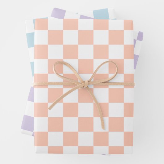 Retro Pastel Geruite Patroon Inpakpapier Vel (In situ)