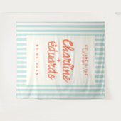 Retro pastel gestreepte bruiloft wandkleed (Voorkant (horizontaal))