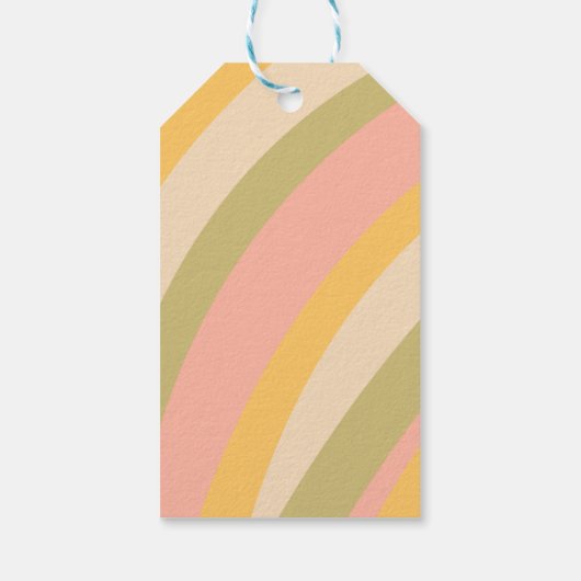 Retro Pastel Gestreepte Groovy Zoon Blauw Cadeaulabel (Achterkant)