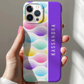 Retro Pastel Golven Moderne Script Naam iPhone 15 Case