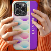 Retro Pastel Golven Moderne Script Naam iPhone 15 Case