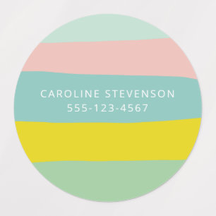 Retro Pastel Golvende Streep Aangepaste Naam Conta Labels