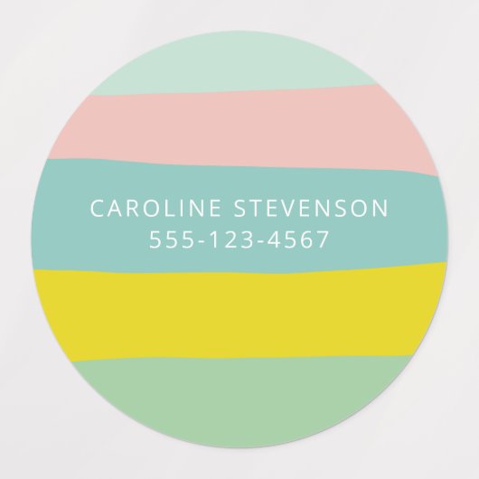 Retro Pastel Golvende Streep Aangepaste Naam Conta Labels (Design 1)