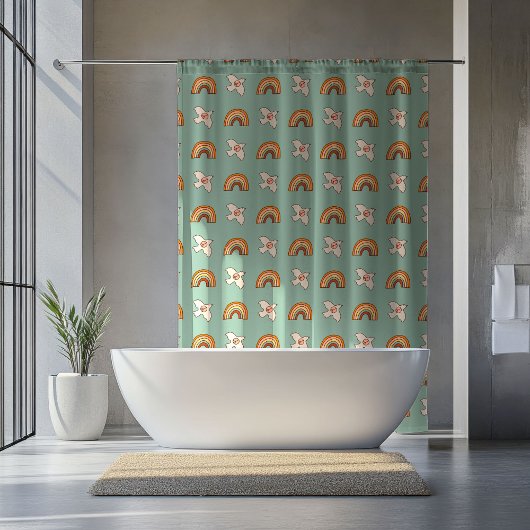 Retro Pastel Gordijn 70s Groovy Aardse Vibes