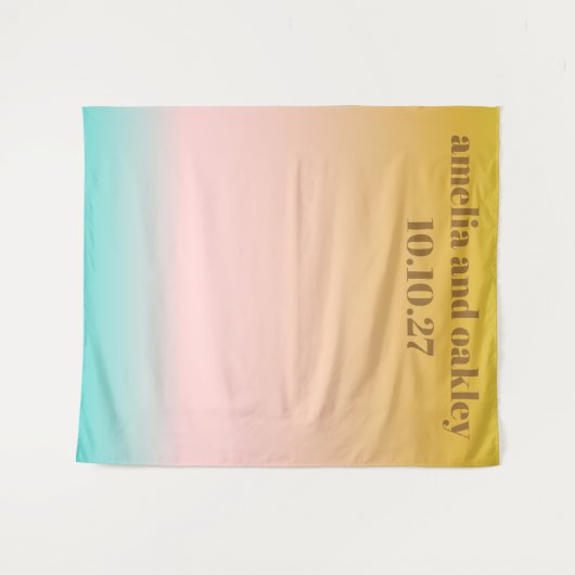 Retro Pastel Gradient Boho Bruiloft Aangepaste Ach Wandkleed (Voorkant (horizontaal))