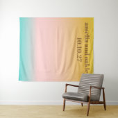 Retro Pastel Gradient Boho Bruiloft Aangepaste Ach Wandkleed (In Situ (horizontaal))