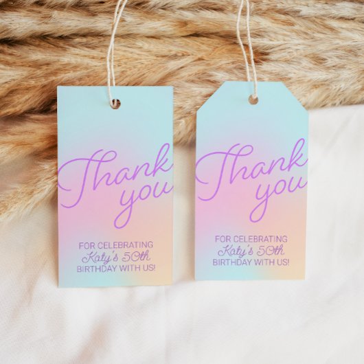 Retro Pastel Gradient Dank u Favor Cadeaulabel