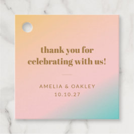 Retro Pastel Gradient Unieke Bruiloft Aangepaste B Bedankjes Labels