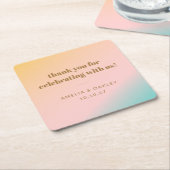 Retro Pastel Gradient Unieke Bruiloft Aangepaste B Kartonnen Onderzetters (Schuin)