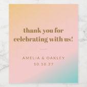 Retro Pastel Gradient Unieke Bruiloft Aangepaste B Wijn Etiket (Enkel label)