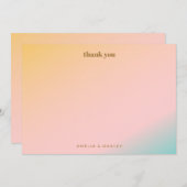 Retro Pastel Gradiënt Unieke Bruiloft Custom Bedankkaart (Voorkant / Achterkant)