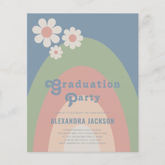 Retro Pastel Graduation Party Flyer (Voorkant)
