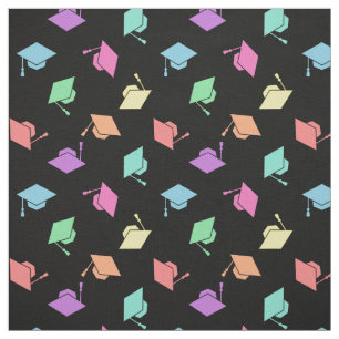Retro Pastel Graduing Cap Pattern Stof