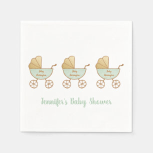 Retro Pastel Green Carriges Parade Baby shower Servet