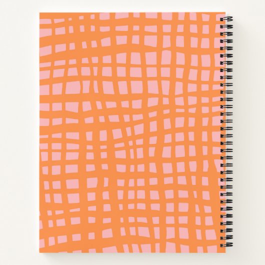 Retro Pastel Grid Abstract Patroon Notitieboek (Achterkant)