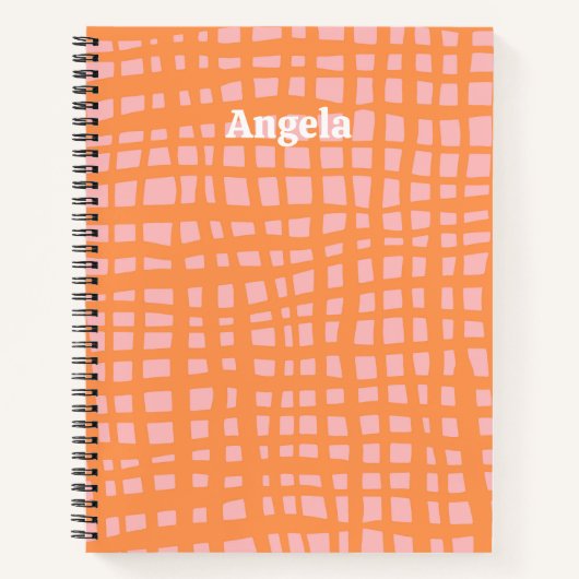 Retro Pastel Grid Abstract Patroon  Notitieboek (Voorkant)