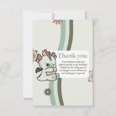 Retro Pastel Groen Bruin Schattige Baby Dragon Bedankkaart (Voorkant)