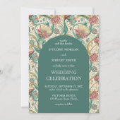 Retro pastel groen stoffig roze bloemen Art Nouvea Kaart (Voorkant)