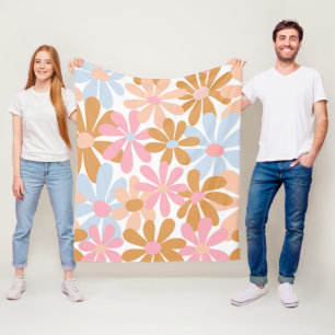 Retro Pastel Groovy Madeliefjes Bloem Patroon Fleece Deken