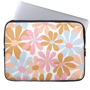 Retro Pastel Groovy Madeliefjes Bloem Patroon Laptop Sleeve