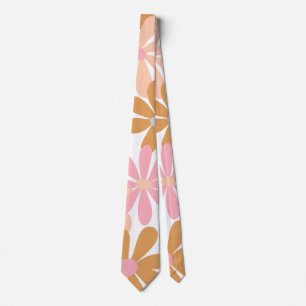Retro Pastel Groovy Madeliefjes Bloem Patroon Stropdas