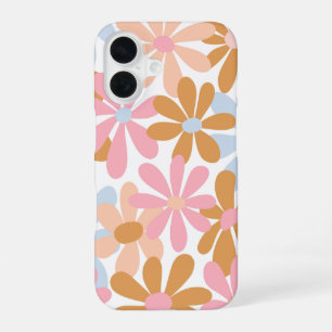 Retro Pastel Groovy Madeliefjes Bloemmotief iPhone 16 Hoesje