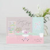 Retro pastel handgetekende Kantoor Logo Corporate Feestdagenkaart (Staand voorkant)