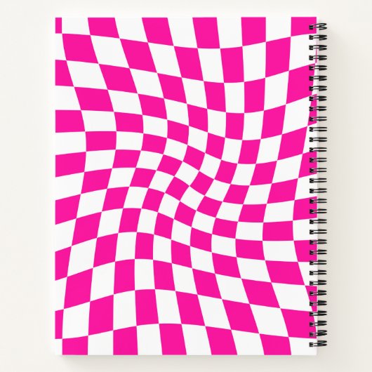 Retro Pastel Hot Pink Controles geplooid Notitieboek (Achterkant)