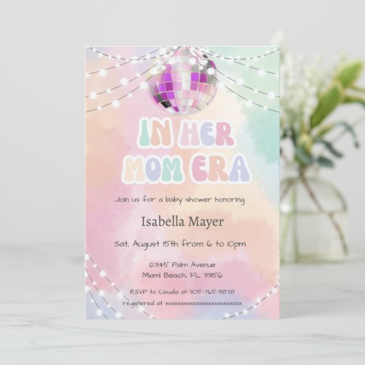 Retro pastel in haar moeder era Baby shower uitnod Kaart (Staand voorkant)
