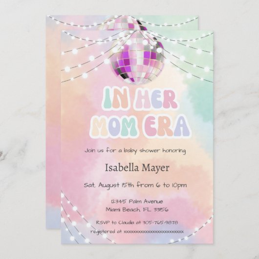 Retro pastel in haar moeder era Baby shower uitnod Kaart (Voorkant / Achterkant)