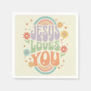 Retro Pastel “Jezus Houdt van Jou” Christelijk Des Servet