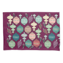 Retro Pastel Kerst Ornamenten op Pruim