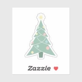 Retro Pastel Kerstboom Mid-Century Modern Sticker