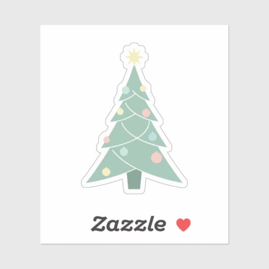 Retro Pastel Kerstboom Mid-Century Modern Sticker (Vel)