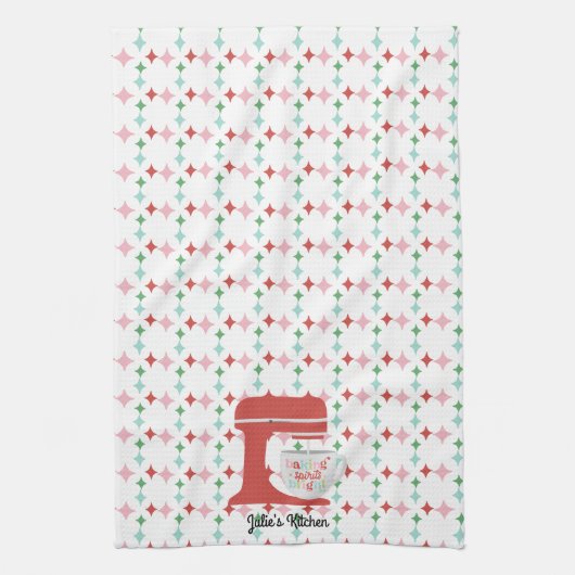 Retro Pastel Kerstmis | Baking Spirits Bright Theedoek (Verticaal)