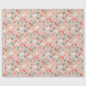 Retro Pastel Kerstmis Cadeaupapier (Vlak)