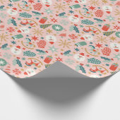 Retro Pastel Kerstmis Cadeaupapier (Hoek)