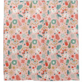 Retro Pastel Kerstmis Douchegordijn (Voorkant)