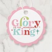 Retro Pastel Kerstmis | Eer aan de pasgeboren Koni Bedankjes Labels (Voorkant)