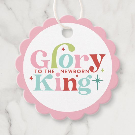 Retro Pastel Kerstmis | Eer aan de pasgeboren Koni Bedankjes Labels (Voorkant)