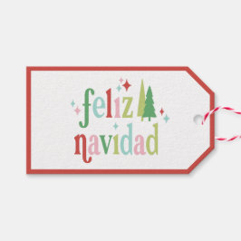 Retro Pastel Kerstmis | Feliz Navidad Cadeaulabel