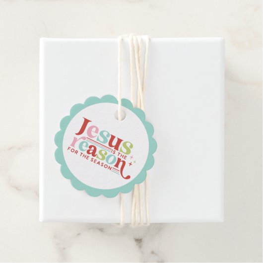 Retro Pastel Kerstmis | Jezus is de reden Bedankjes Labels (In situ)